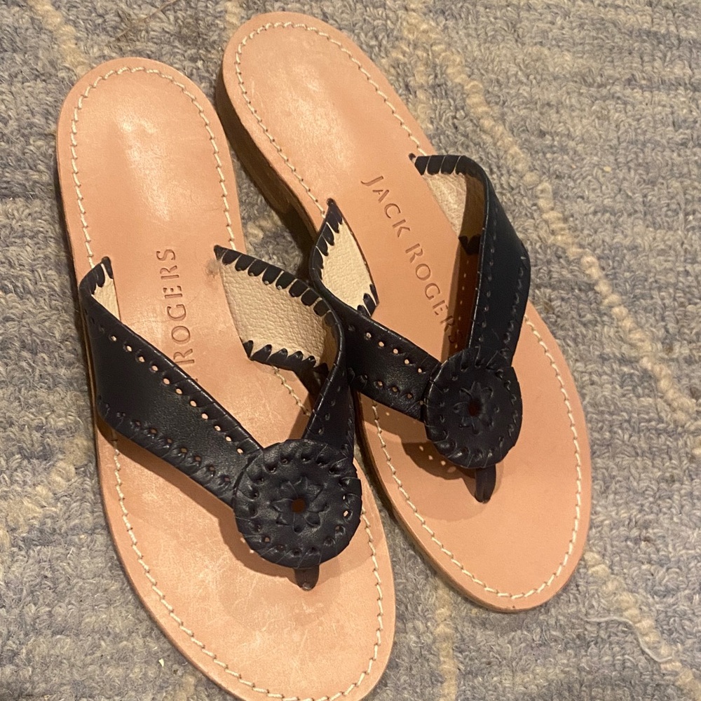 Jack Rogers Women's Black and Tan Sandals sz 6 new